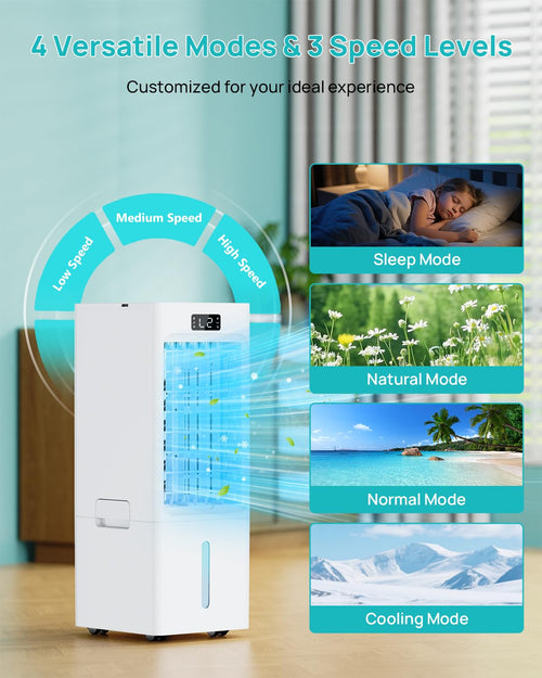 Climatiseur Mobile 4-en-1 – Réservoir 6L, Télécommande & Minuterie 12H