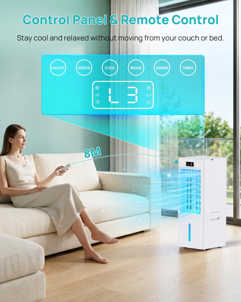 Climatiseur Mobile 4-en-1 – Réservoir 6L, Télécommande & Minuterie 12H