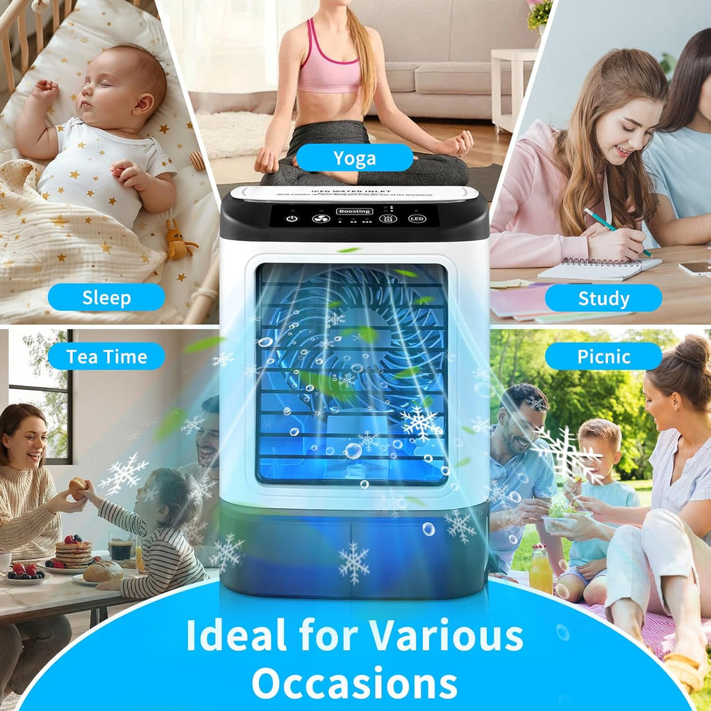 Climatiseur Portable 4-en-1 USB – Réservoir 900ml & Glaçons