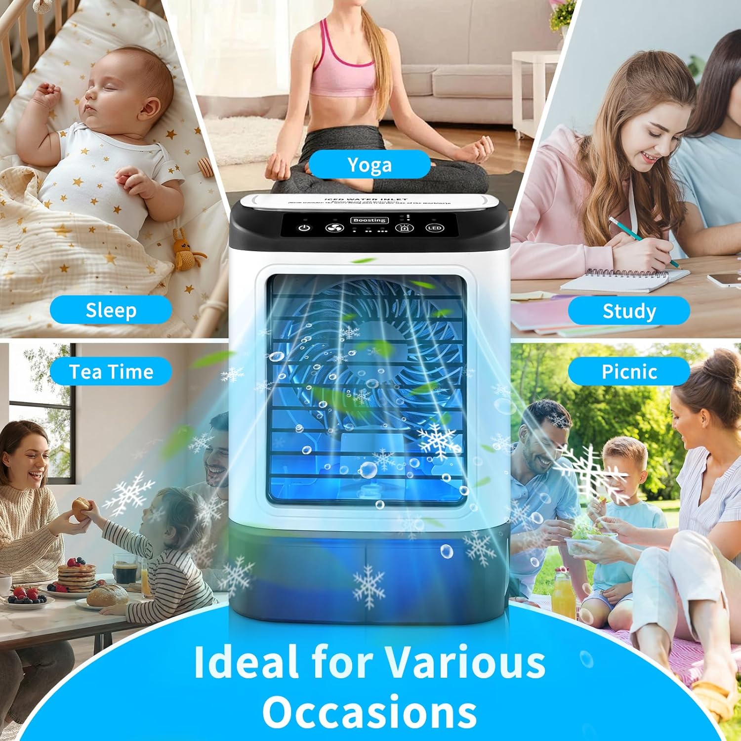 Climatiseur Portable 4-en-1 USB – Réservoir 900ml & Glaçons