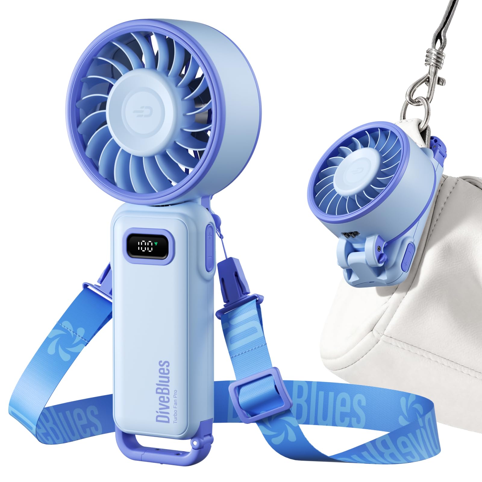 Diveblues Ventilateur Portable Pliable 4-en-1 – Batterie 12H