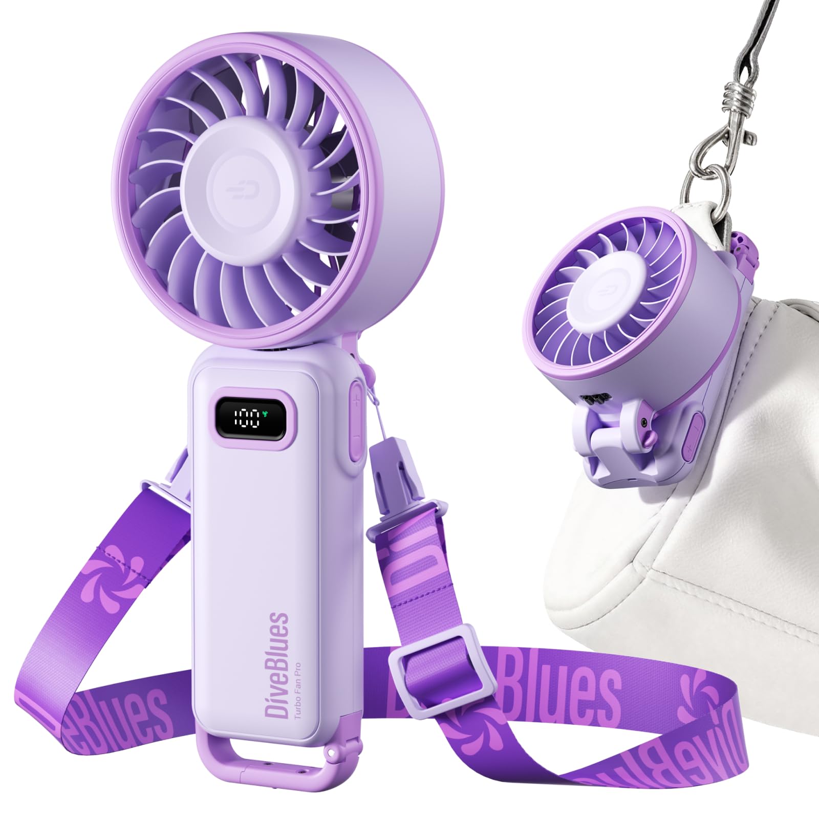 Diveblues Ventilateur Portable Pliable 4-en-1 – Batterie 12H