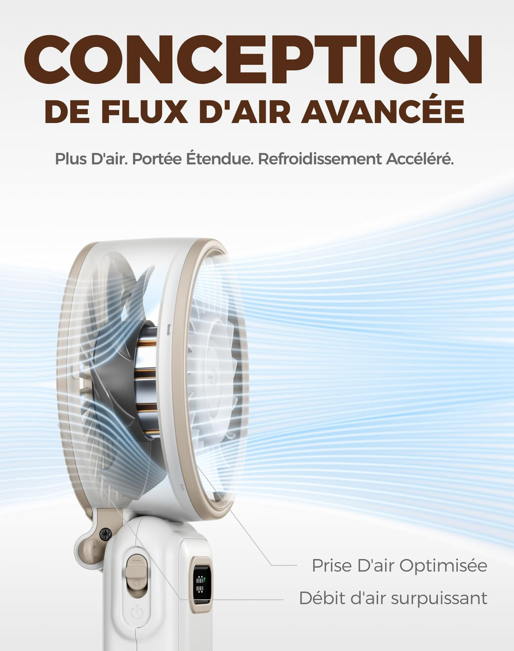 Diveblues Ventilateur Portable Pliable 4-en-1 – Batterie 12H