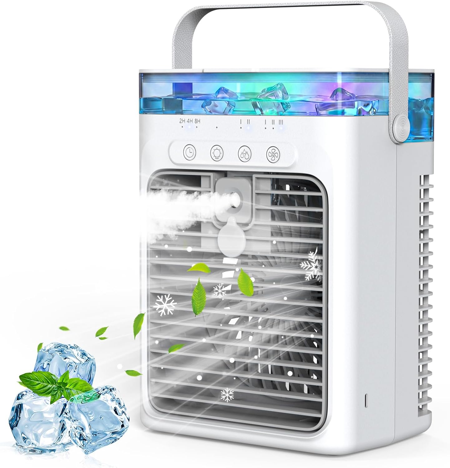 Mini Climatiseur Portable 4-en-1 USB – Réservoir 1000ml, Brume & Lumière