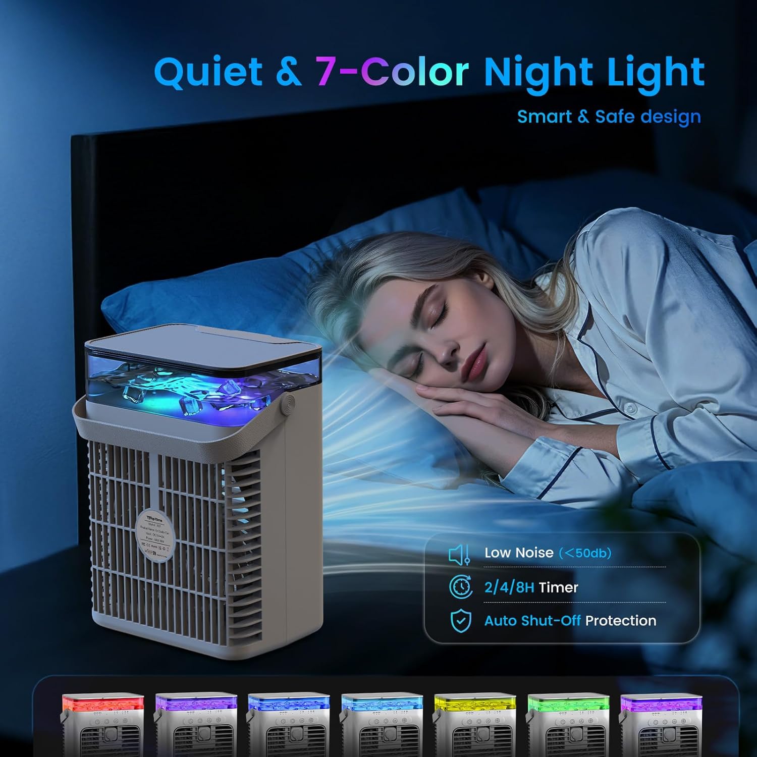 Mini Climatiseur Portable 4-en-1 USB – Réservoir 1000ml, Brume & Lumière