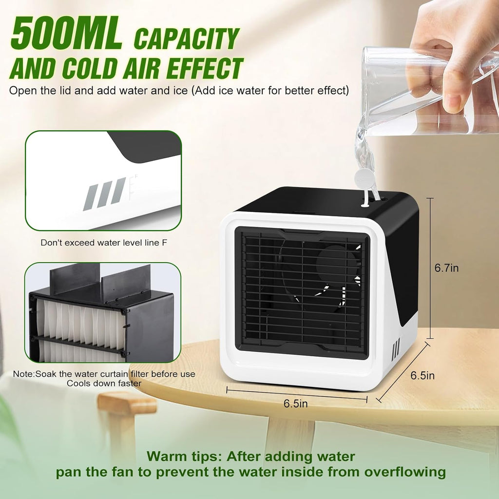 Mini Climatiseur Portable USB-C 500ml – 3 Vitesses, Silencieux & LED