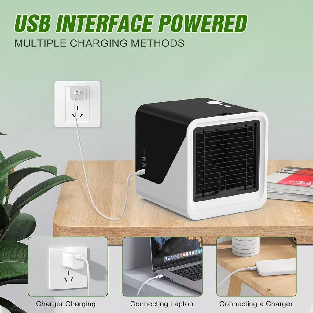 Mini Climatiseur Portable USB-C 500ml – 3 Vitesses, Silencieux & LED