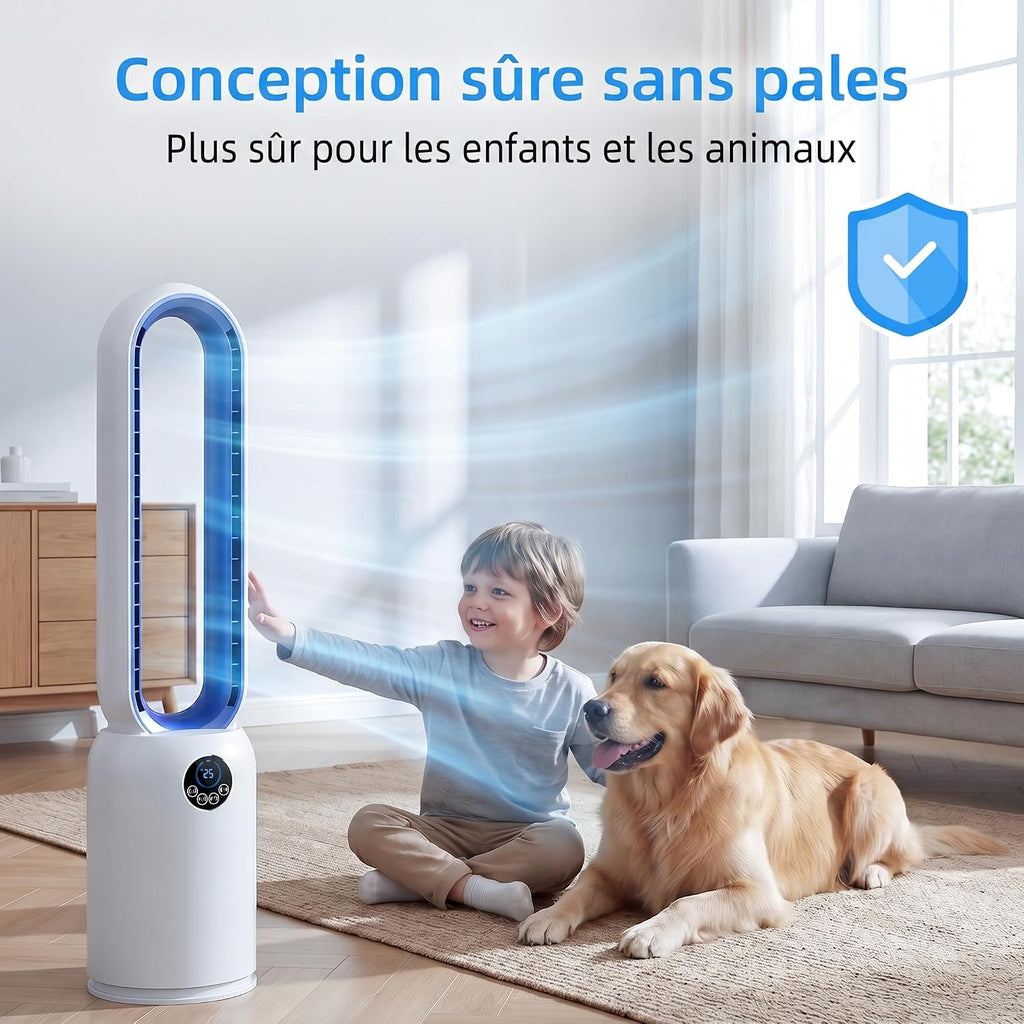 Ventilateur Colonne sans Pale 24 Vitesses – Purificateur HEPA & Minuterie 12H
