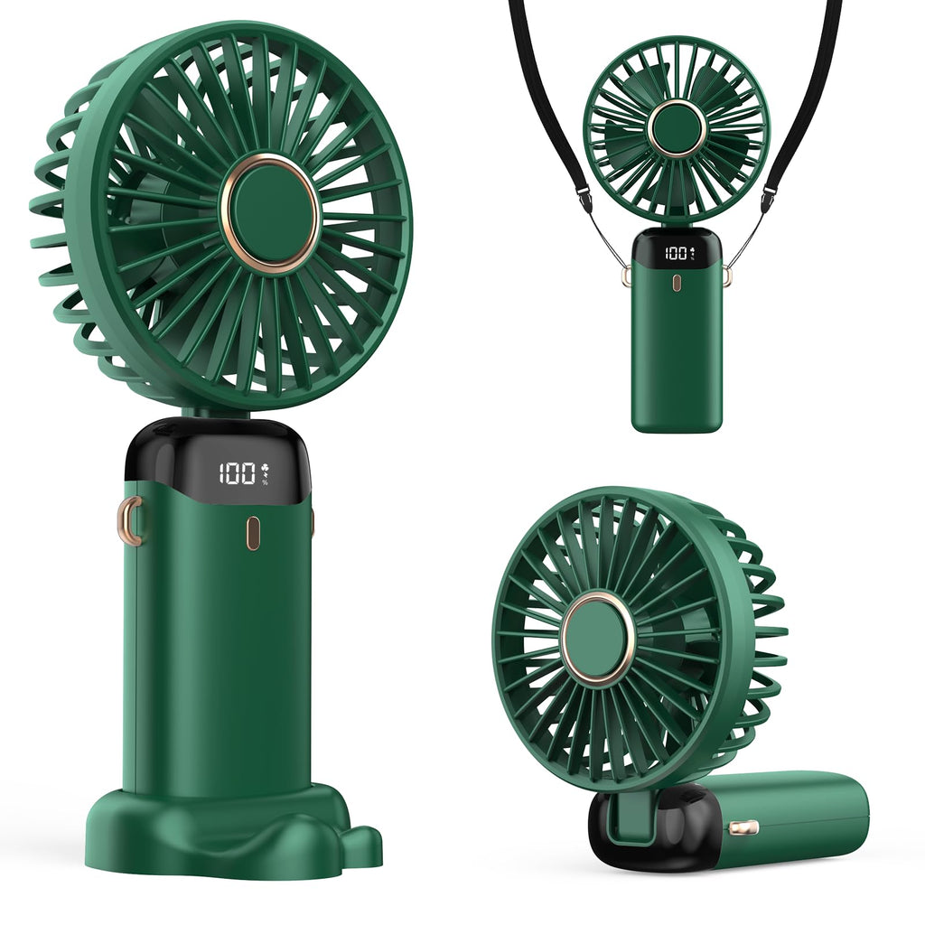 Ventilateur Portable 3-en-1 Pliable 4200mAh – Écran LED, Main/Cou/Bureau