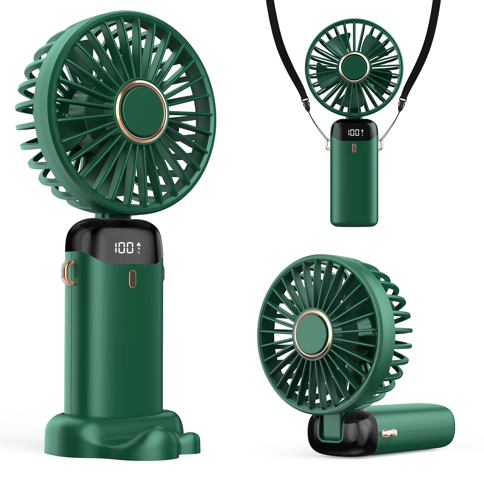 Ventilateur Portable 3-en-1 Pliable 4200mAh – Écran LED, Main/Cou/Bureau